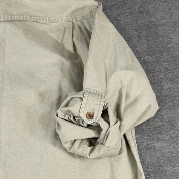 Cabela's Men's XL Safari Button Up Zip Pockets Utility Shirt Hunting Tan Roll up - Picture 10 of 10